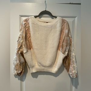 Anthropologie Woven Sleeve Sweater